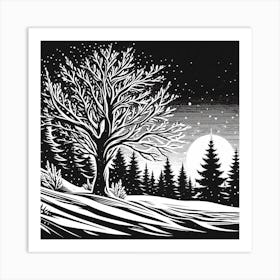 Winter Landscape With Trees 1 Art Print