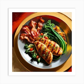 Grilled Chicken With Bacon And Green Beans Art Print