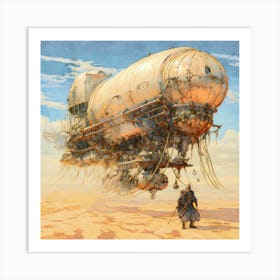 Spaceship in the desert. Sandpunk Art Print