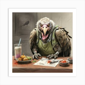 Vulture At The Table Art Print