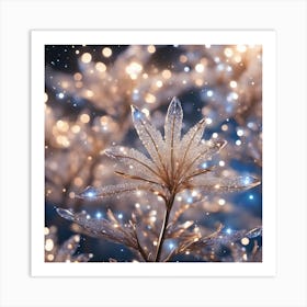 Frosty Branches With Lights Art Print