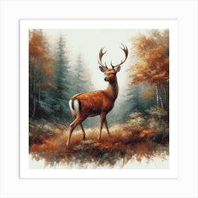 Deer In The Woods Art Print