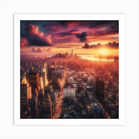 New York City At Sunset Art Print