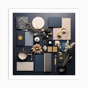 mood board contemporary style interior design Art Print