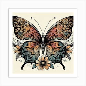 Illustration lace butterfly 4 Art Print