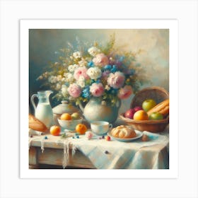 Table With Flowers 3 Art Print