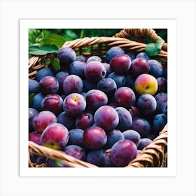 Plums In A Basket 3 Art Print