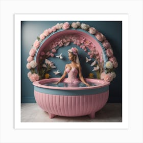 AI Barbie Bathing Art Print