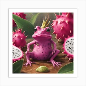 Dragon Fruit Frog Art Print