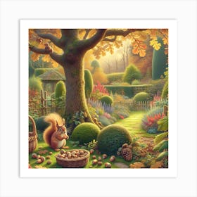 Squirrel In The Garden Art Print