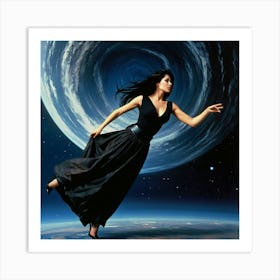 Default Beautiful Woman With Amazing Long Black Hair Dancing I 0 Art Print