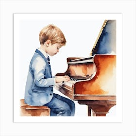 Boy Playing Piano Art Print