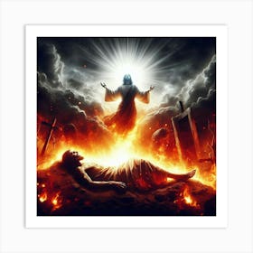 Jesus In Flames Art Print