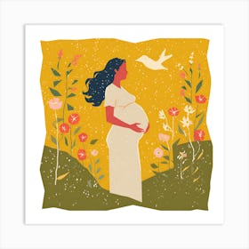 Pregnant Woman With Dove Art Print