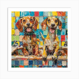 Two Dogs In A Sink Art Print