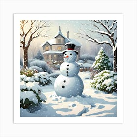 Snowy Holiday Greetings Art Print