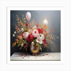 Roses In A Vase Art Print