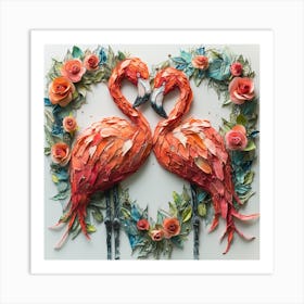 Flamingos In Love 6 Art Print