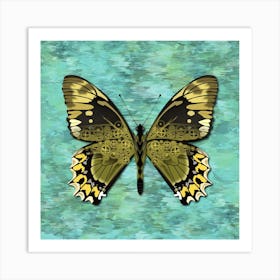 Mechanical Butterfly The Battus Madyes Tucumanus On A Light Blue Background Art Print