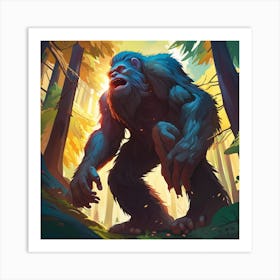 Bigfoot In The Woods Art Print