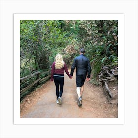 Couple Walking Down A Trail Art Print
