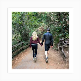 Couple Walking Down A Trail Poster