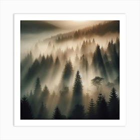 Sunrise In The Forest Art Print