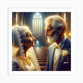 Elderly Couple Getting Married Art Print