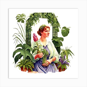 Woman with Plants in Front of Archway Art Print