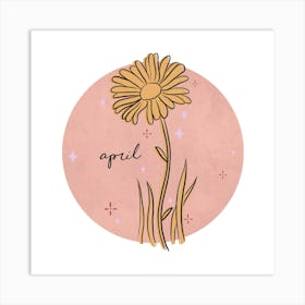 April Birth Flower Square Art Print