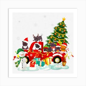 Pitbull Dog On Red Truck Christmas Pajama Funny Xmas Tree Art Print