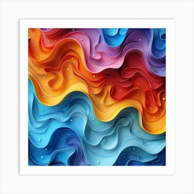 Abstract Colorful Paper Wavy Background 3 Art Print