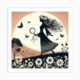 Woman In The Meadow Art Print