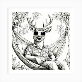 Deer In A Hammock 5 Art Print