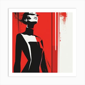 Woman In Black And Red 2 Art Print