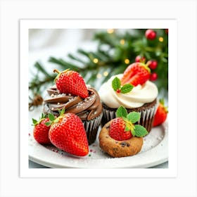 Asm Christmas Dessert With Chocolate And Strawberry Li 4ac0171f 7d5a 402a 8f27 5c00b9ddf169 Art Print