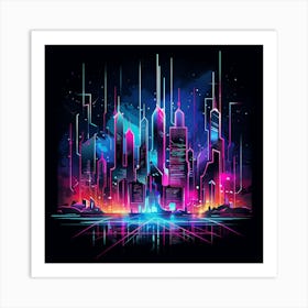 Neon Cityscape Art Print