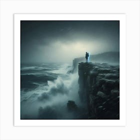 Man Standing On The Cliff Art Print