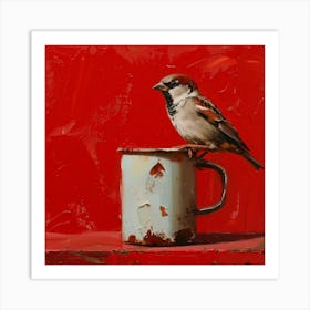 Sparrow In A Mug 4 Art Print