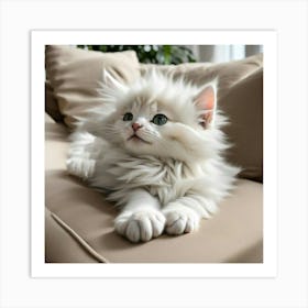 white kitty Art Print