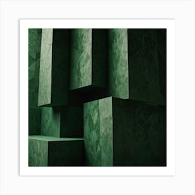 Abstract Green Cubes Art Print