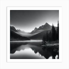 Black And White Mountains 2 Art Print
