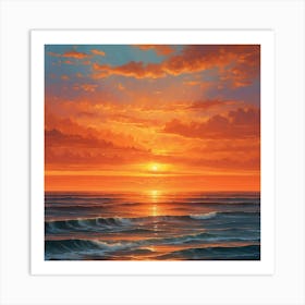 Sunset Over The Ocean Art Print