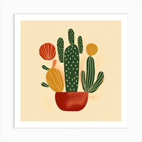 Rizwanakhan Simple Abstract Cactus Non Uniform Shapes Petrol 60 Art Print