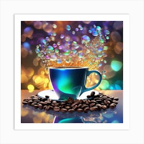 Coffee Cup With Bubbles 1 Art Print