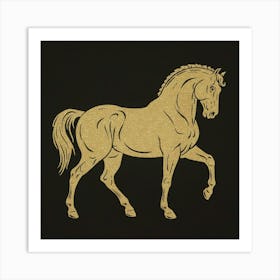 Gold Horse Canvas Art Art Print