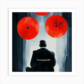 Red Clocks Art Print