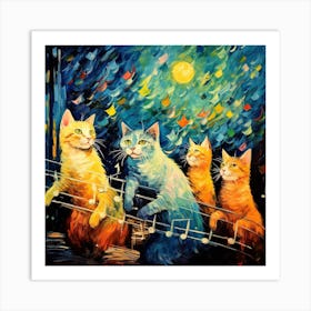 Cats At Night Art Print