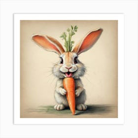 Rabbit Holding Carrot 1 Art Print