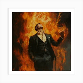 Burning Business Man in Managerial Hell Art Print